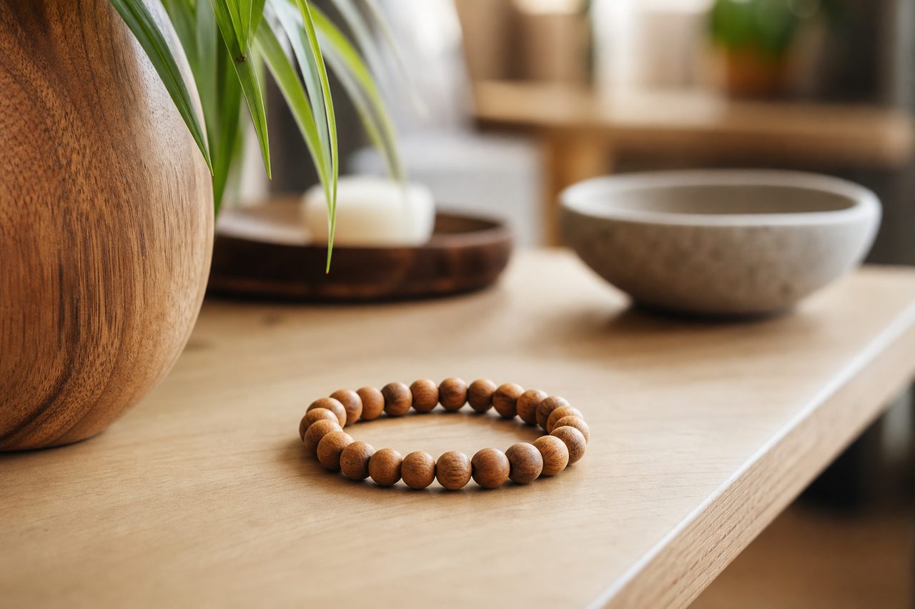 Bracelet élastique perles bois : Accessoire souple et naturel avec bracelet en perles de bois