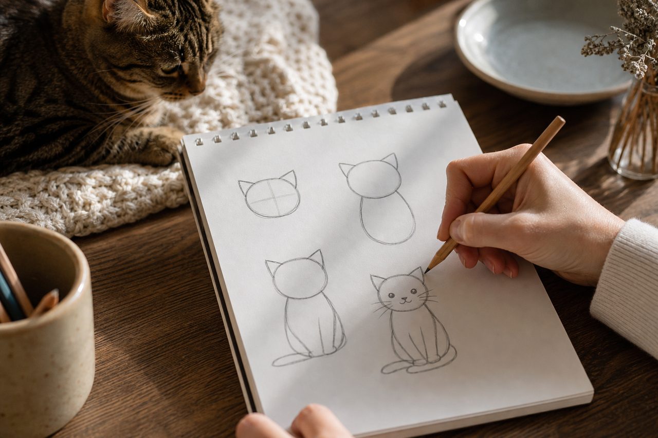 Comment dessiner un chat facile